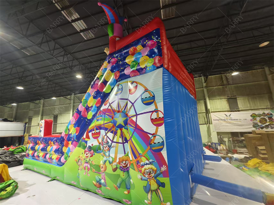 বাচ্চাদের পার্টির জন্য ক্লাউন ইনফ্ল্যাটেবল স্লাইড 8x4.7x6.5 মি কাস্টম পিভিসি