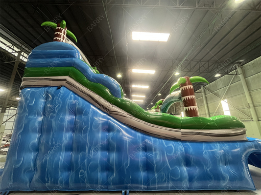 বাণিজ্যিক বড় বা ছোট পাম ট্রি ইনফ্ল্যাটেবল পুল স্লাইড, ব্যাকয়ার্ড জঙ্গল থিম জায়ান্ট ইনফ্ল্যাটেবল পুল স্লাইড