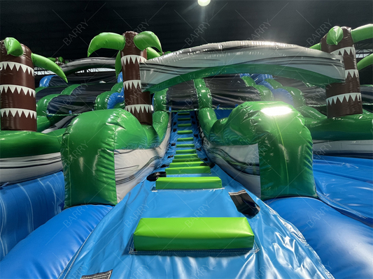 বাণিজ্যিক বড় বা ছোট পাম ট্রি ইনফ্ল্যাটেবল পুল স্লাইড, ব্যাকয়ার্ড জঙ্গল থিম জায়ান্ট ইনফ্ল্যাটেবল পুল স্লাইড