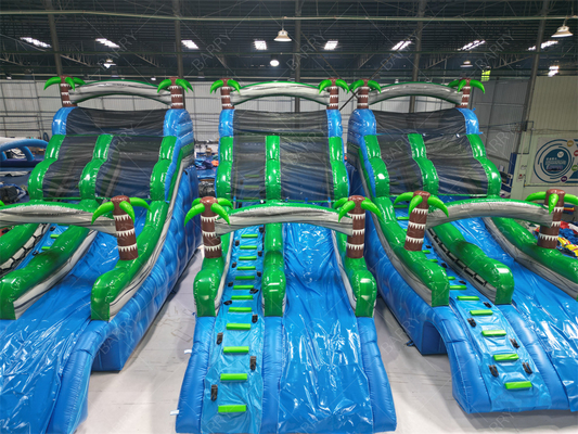 বাণিজ্যিক বড় বা ছোট পাম ট্রি ইনফ্ল্যাটেবল পুল স্লাইড, ব্যাকয়ার্ড জঙ্গল থিম জায়ান্ট ইনফ্ল্যাটেবল পুল স্লাইড