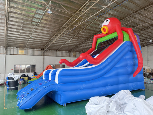 সমুদ্র বিশ্ব থিম অক্টোপাস ইনফ্ল্যাটেবল পুল স্লাইড,পুল ব্যাকয়ার্ড ওয়াটার পার্কের জন্য ইনফ্ল্যাটেবল স্লাইড