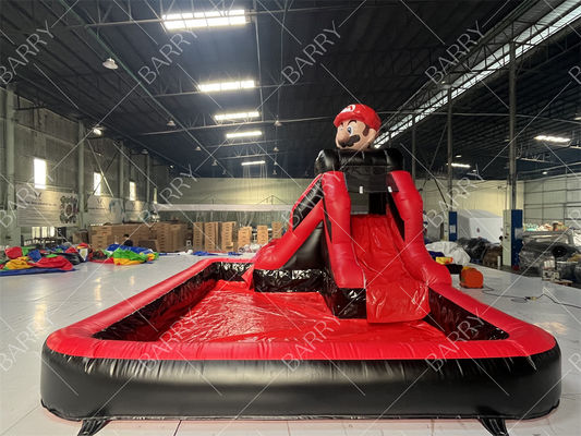 বিক্রয়ের জন্য বা পার্টি ভাড়ার জন্য বাণিজ্যিক সুপার মারিও ব্রোস থিম ইনflatable ওয়াটার স্লাইড এবং পুল
