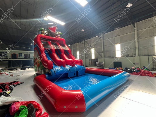 High Quality Popular Huge Jungle Dinosaur Theme Inflatable Water Slide With Pool