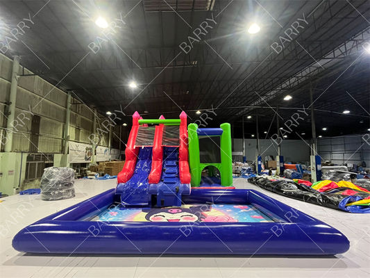 বাণিজ্যিক মেলোডি কুওমি কার্টুন ইনফ্ল্যাটেবল ওয়াটার স্লাইড যা পার্টির জন্য পুল সহ