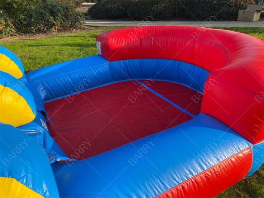 পুল সহ রেইনবো থিমযুক্ত ইনফ্ল্যাটেবল ওয়াটার স্লাইড, বাচ্চাদের বহিরঙ্গন রঙিন জল খেলার সরঞ্জামগুলি বল পিট সহ