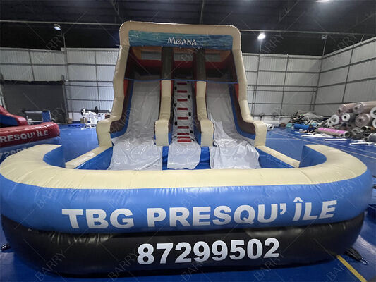 মুয়ানা থিমযুক্ত ডুয়াল লেন ইনফ্ল্যাটেবল স্লাইড বাণিজ্যিক গ্রেড কিডস পুল সহ ঝাঁকুনি স্লাইড