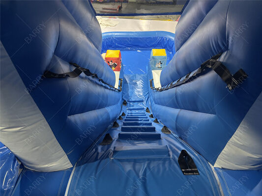 বাণিজ্যিক ব্লু ওয়েভ কিডস ব্যাকয়ার্ড পিভিসি ইনফ্ল্যাটেবল স্লাইড হোম ব্যবহারের জন্য পুল সহ