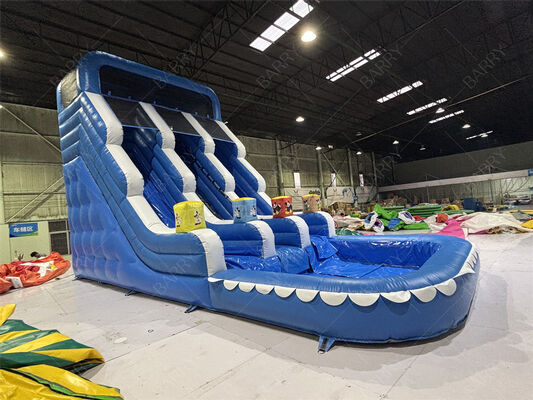 বাণিজ্যিক ব্লু ওয়েভ কিডস ব্যাকয়ার্ড পিভিসি ইনফ্ল্যাটেবল স্লাইড হোম ব্যবহারের জন্য পুল সহ