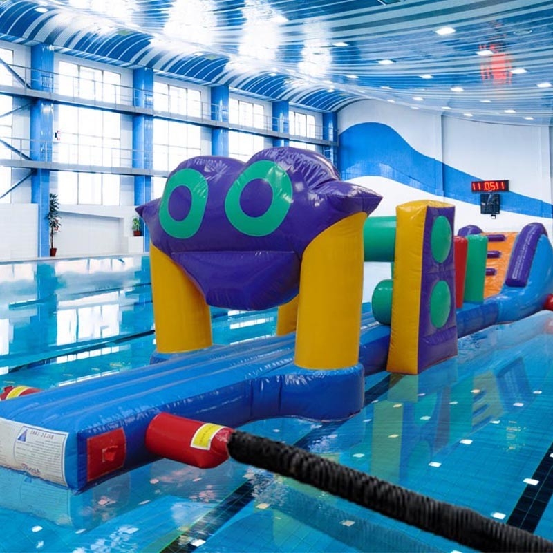 রঙিন 10M চ্যালেঞ্জ পুল বাতাস উপর inflatable আক্রমণ কোর্স সমুদ্র বা পুল জন্য inflatable জল রান