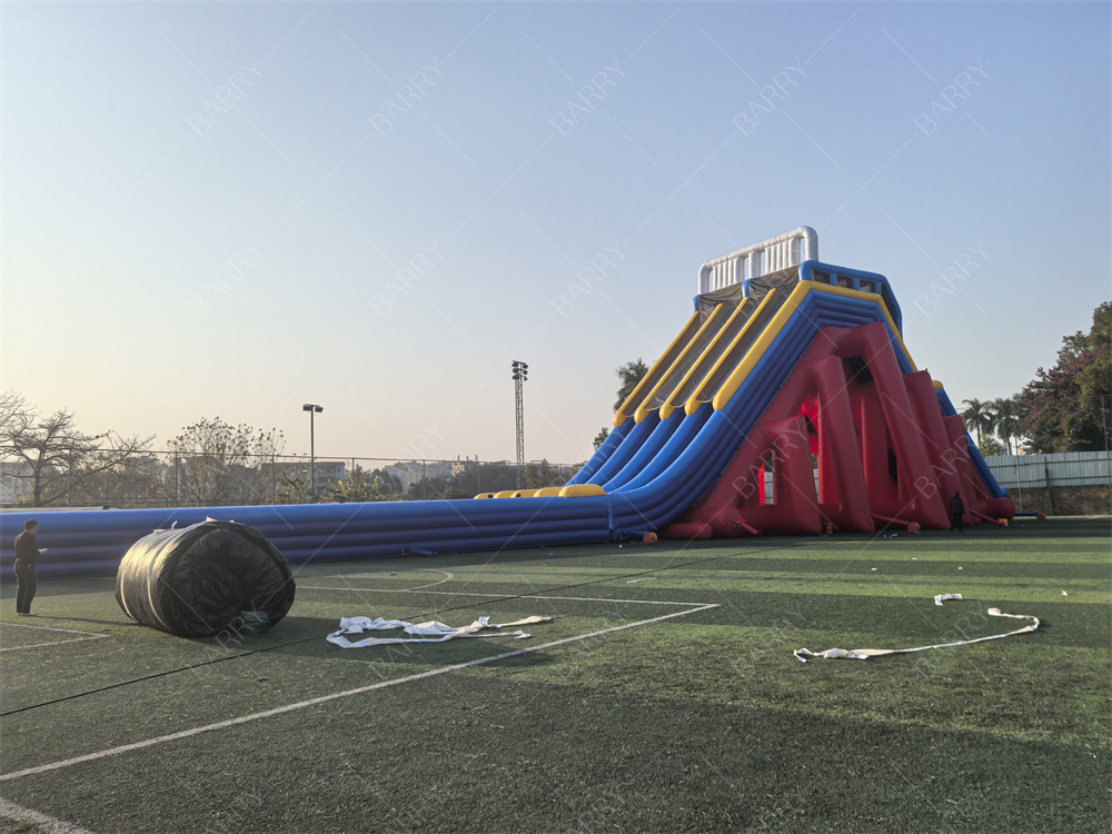 কমার্শিয়াল গ্রেড 65x18x15 মি রেড কাস্টম অ্যাডভেঞ্চার বিশাল inflatable জল স্লাইড প্রাপ্তবয়স্কদের জন্য