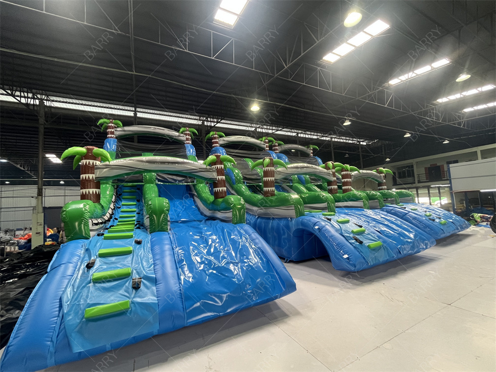 বাণিজ্যিক বড় বা ছোট পাম ট্রি ইনফ্ল্যাটেবল পুল স্লাইড, ব্যাকয়ার্ড জঙ্গল থিম জায়ান্ট ইনফ্ল্যাটেবল পুল স্লাইড