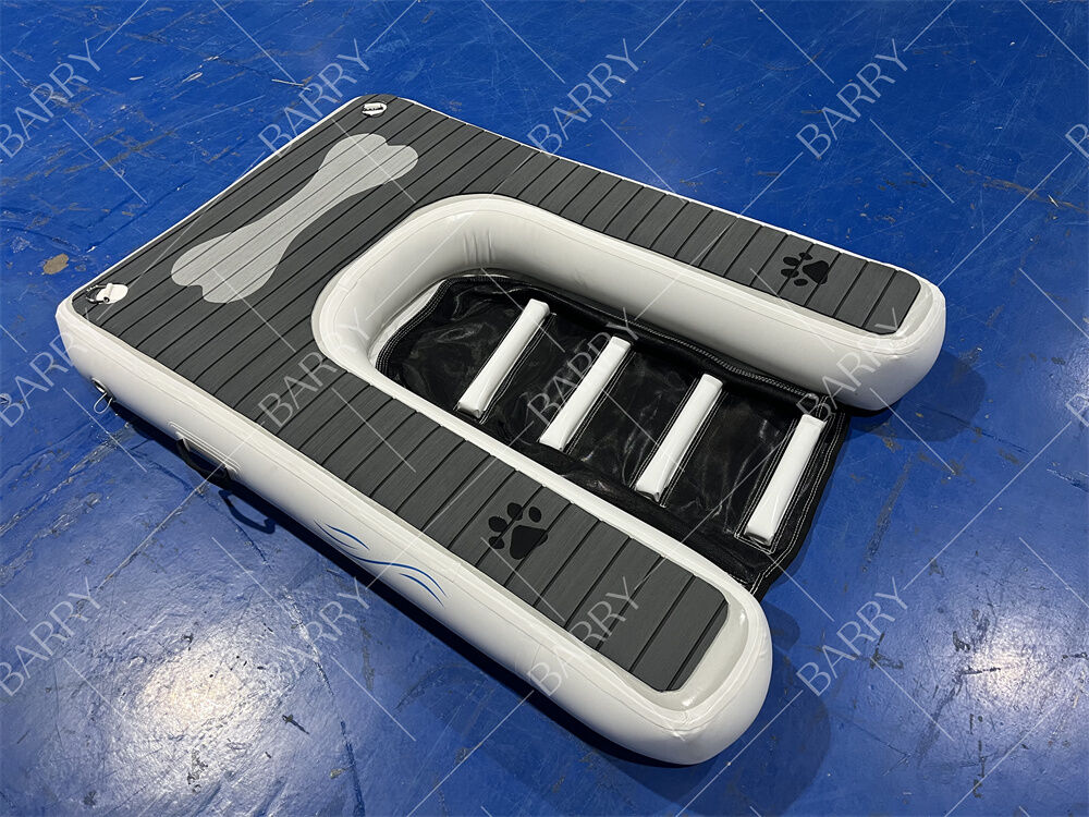 ইনফ্ল্যাটেবল কুকুর র্যাম্প ভাঁজযোগ্য পোষা প্রাণী প্ল্যাটফর্ম জল ভাসমান ডক অ-স্লিপ ইভা সহ