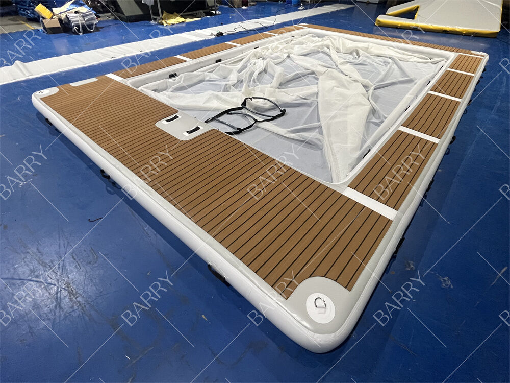 গ্রীষ্মকালীন ড্রপ স্টিচ টিউব ইনফ্ল্যাটেবল জেলিফিশ ইয়ট পুল ইনফ্ল্যাটেবল সমুদ্র সাঁতার পুল নেট সহ