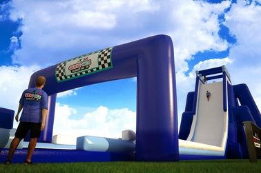 কাস্টম স্লিপ এন স্লাইড Adultable জন্য নীল বা লাল inflatable জল স্লাইড