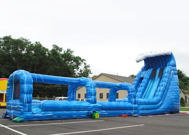 দৈত্য বয়স্কদের ব্লু লং ডাবল Inflatable স্লিপ এবং পুল সঙ্গে স্লাইড