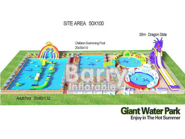 3D Inflatable বাড়ির পিছনের দিকের উঠোন জল পার্ক নির্মাণ দৈত্য 0.55 মিমি পিভিসি Tarpaulin