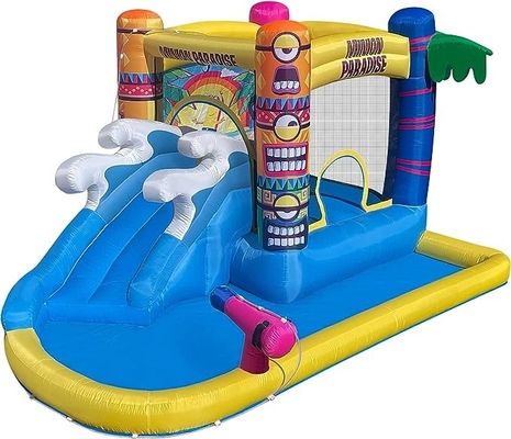 বাণিজ্যিক গ্রেড স্লাইড সঙ্গে inflatable জাম্পিং কাসল পিছনের উঠোন জলধারা সঙ্গে জল ক্যানন