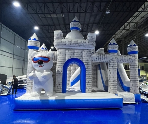 প্রাণী থিম কিড ওয়াটার স্লাইড সঙ্গে inflatable bouncer