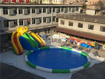 0.55 মিমি পিভিসি Tarpaulin কিডস / Inflatable জল গেম জন্য Inflatable জল স্লাইড পার্ক