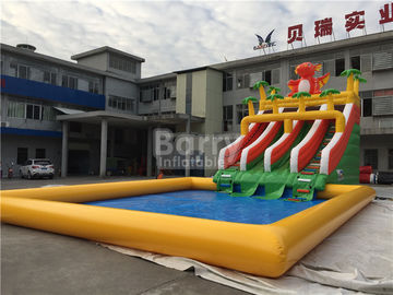 সামার জন্য পুল সঙ্গে কাস্টম ডাইনোসর স্লাইড Inflatable জল পার্ক