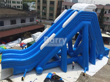 ব্লু ডাবল লেন জল পুল আগুনের retardant জন্য দৈত্য Inflatable স্লাইড