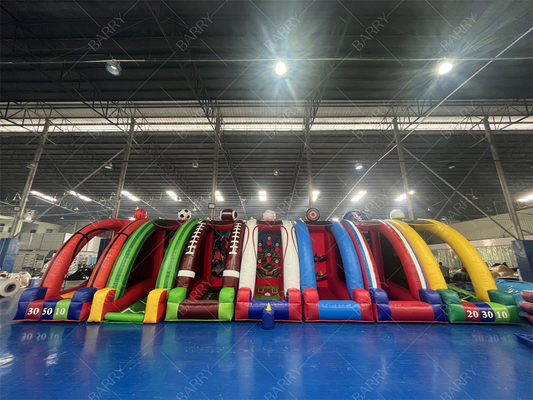 বড় নতুন ডিজাইন কাস্টম তৈরি উত্তেজনাপূর্ণ inflatable বাচ্চাদের 7 ইন 1 কার্নিভাল গেম ভাড়া ব্যবসার জন্য