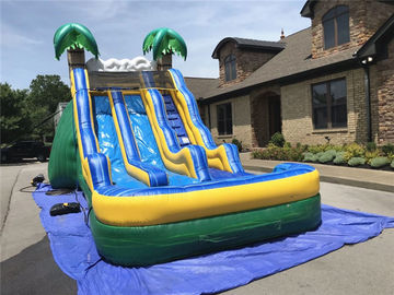 বাণিজ্যিক গ্রীষ্মমন্ডলীয় inflatable বড় জল স্লাইড ডাবল স্লিপ এন পুল সহ পুল