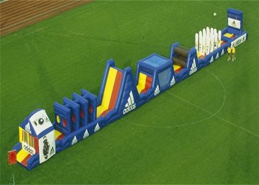বহিরঙ্গন ব্লো আপ গেমস জন্য নীল লং Inflatable বাধা কোর্স কম্বো